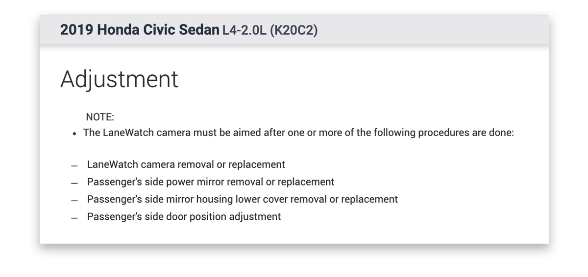 ADAS - Mirror Adjustments