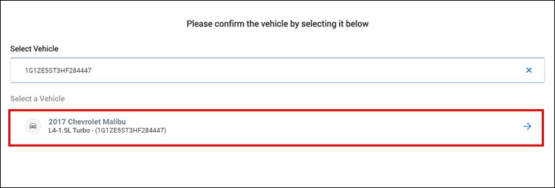 confirm vehicle