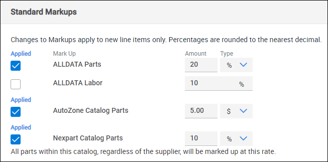 selectLaborTaxesMarkupsFees-standardMarkups