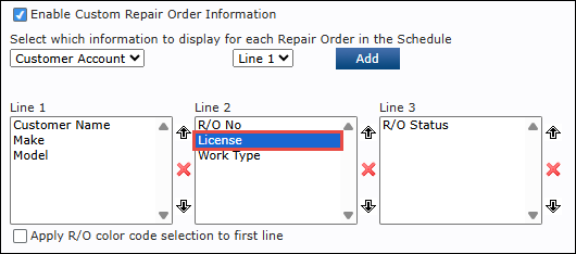 select line item