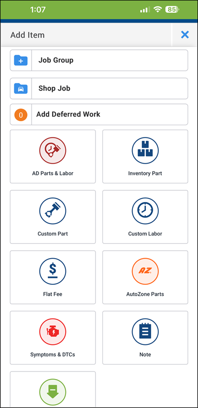 add item menu
