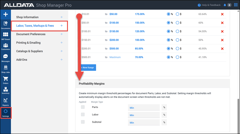 scroll to profitability margins