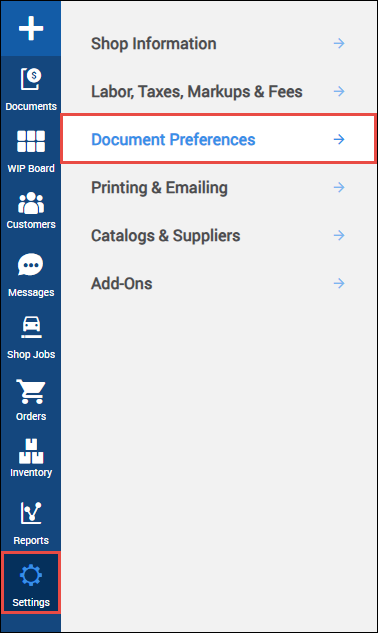 document preferences