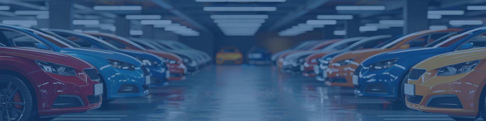 Variety of cars in a parking garage